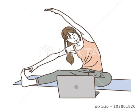 オンラインでレッスンを受ける若い女性 102861920