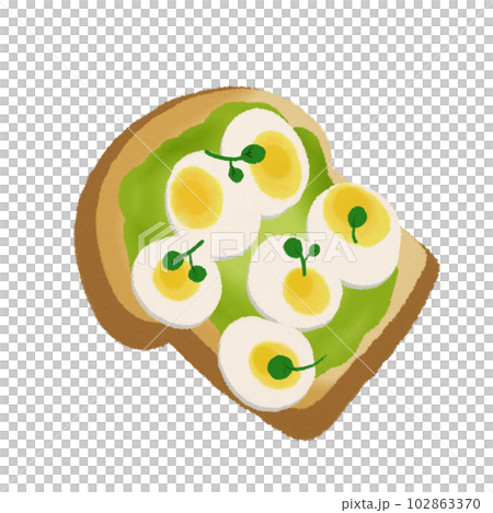 boiled egg Breakfast toast, hand drawn illustration 102863370