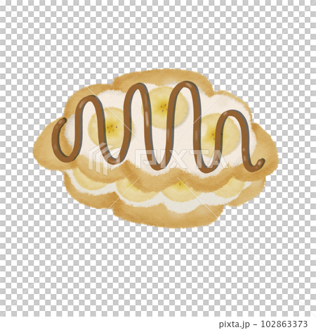 Banana chocolate Croissant sandwich, hand drawn illustration Banana chocolate Croissant sandwich, hand drawn illustration 102863373