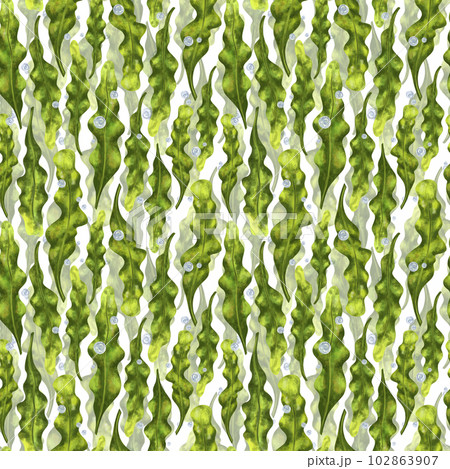 Seamless pattern with thickets of bright green seaweed. Background for textiles, fabrics, banners, wrapping paper, wallpaper and other designs Seamless pattern with thickets of bright green seaweed. Background for textiles, fabrics, banners, wrapping paper, wallpaper and other designs 102863907