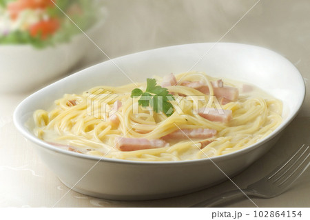 クリームソースのスパゲッテー 102864154