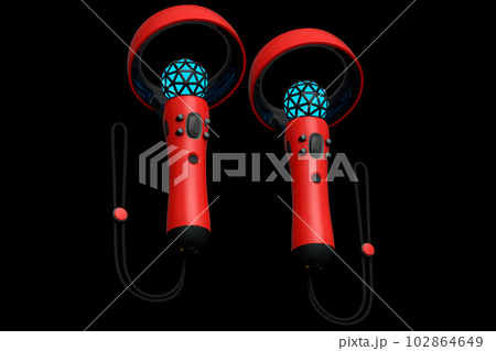 Virtual reality controllers for online and cloud gaming on black background 102864649