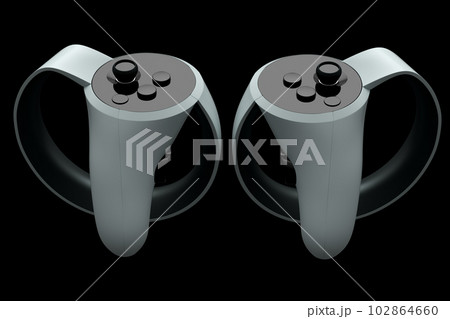 Virtual reality white controllers for online and cloud gaming on black 102864660