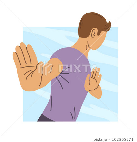 Young man decisively refuses an offer or desire Young man decisively refuses an offer or desire 102865371