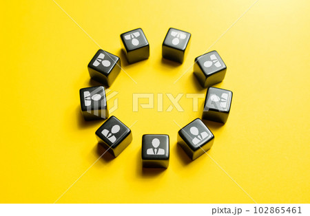 Circular team of people. Fully staffed. Discipline and teamwork. Efficient organization of work. unity, collaboration. Circular team of people. Fully staffed. Discipline and teamwork. Efficient organization of work. unity, collaboration. 102865461