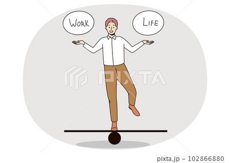 Happy businessman balancing between work and life 102866880