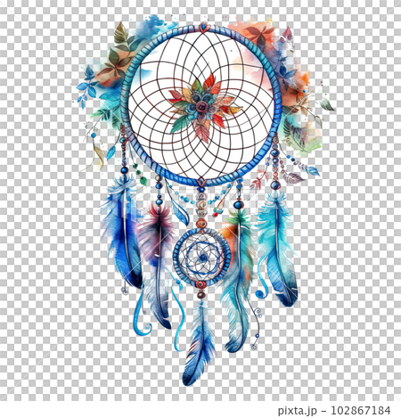 Watercolor dream catcher. Illustration AI Generative 102867184