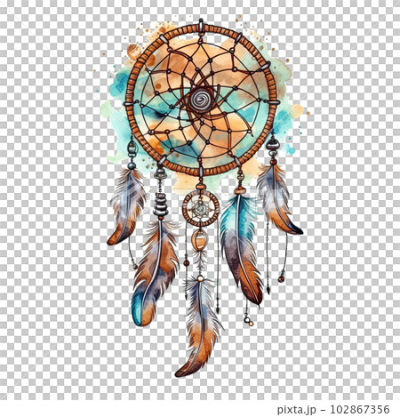 Watercolor dream catcher. Illustration AI Generative 102867356