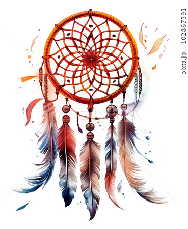 Watercolor dream catcher. Illustration AI Generative Watercolor dream catcher. Illustration AI Generative 102867391
