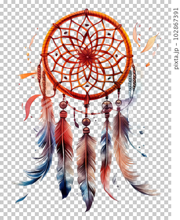 Watercolor dream catcher. Illustration AI Generative Watercolor dream catcher. Illustration AI Generative 102867391