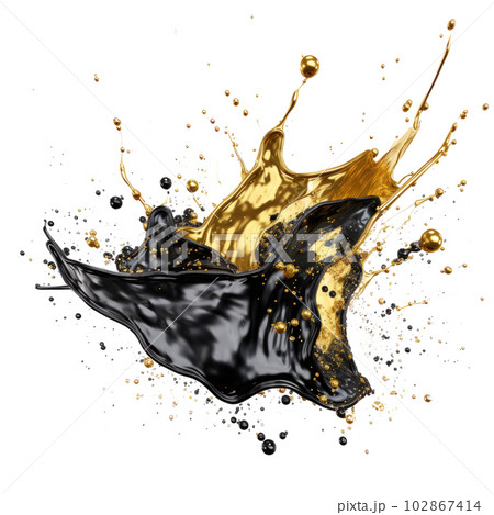 Black and golden splash. Illustration AI Generative 102867414