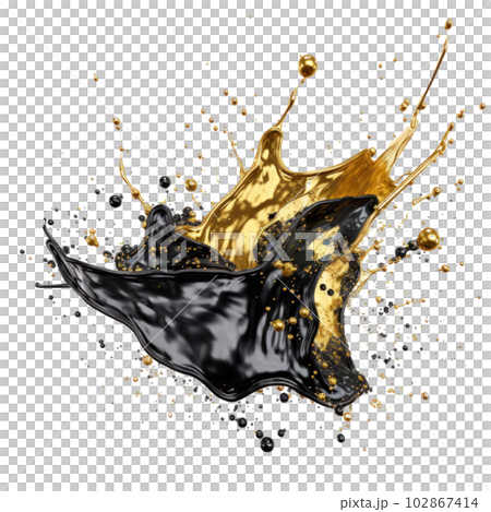 Black and golden splash. Illustration AI Generative 102867414