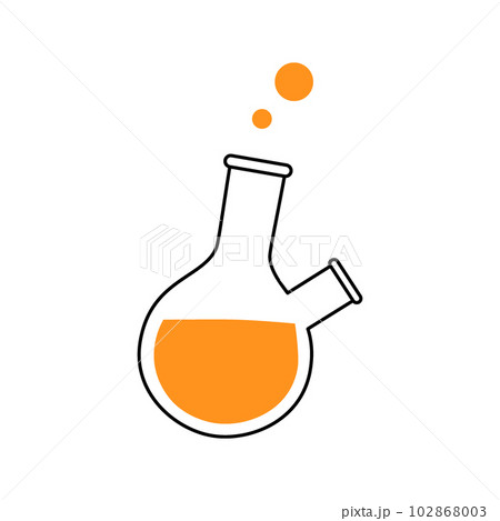 Two neck round bottom flask icon. Laboratory glass equipment silhouette. Vector illustration. Two neck round bottom flask icon. Laboratory glass equipment silhouette. Vector illustration. 102868003