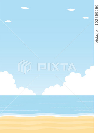 入道雲と海の背景イラスト_2_縦 102869366