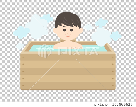 一個人在柏樹浴中的插圖 一個人在柏樹浴中的插圖 102869629