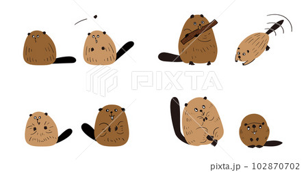beaver かわいいビーバー 表情 ポーズ セット beaver かわいいビーバー 表情 ポーズ セット 102870702