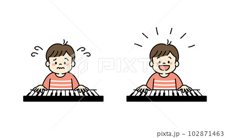 ピアノの練習をして上手に弾けるようになった男の子のイラスト ピアノの練習をして上手に弾けるようになった男の子のイラスト 102871463