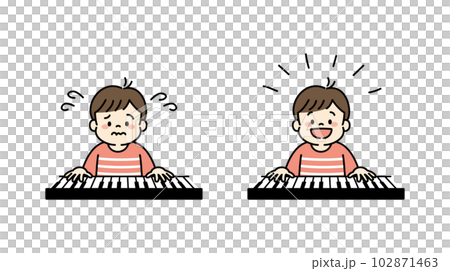 ピアノの練習をして上手に弾けるようになった男の子のイラスト ピアノの練習をして上手に弾けるようになった男の子のイラスト 102871463