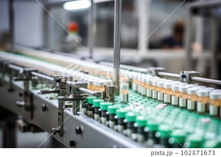 Close-up of the production line of a medical or cosmetic factory. 102871673