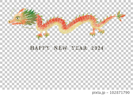 Watercolor style pop dragon New Year's card design 2024 red green Watercolor style pop dragon New Year's card design 2024 red green 102871790