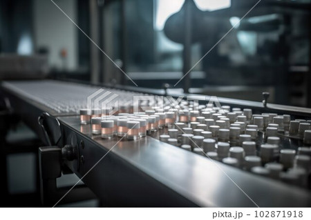 Close-up of the production line of a medical or cosmetic factory. 102871918
