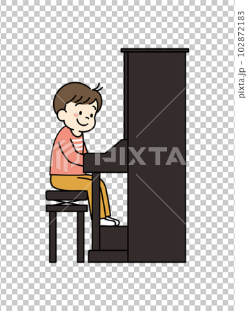 Illustration of a boy playing the piano Whole body 102872183