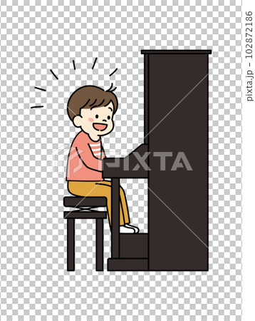 Illustration of a boy happy to play the piano well Full body Illustration of a boy happy to play the piano well Full body 102872186