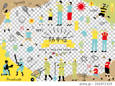 Heat stroke illustration material collection 102872329
