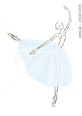 イラスト素材　バレリーナ　アラベスク　パリジェンヌ　トゥシューズ 102872335