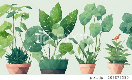 Showcase a Flat Vector Representation of a Plant's Foliage. Generative AI. 102872559