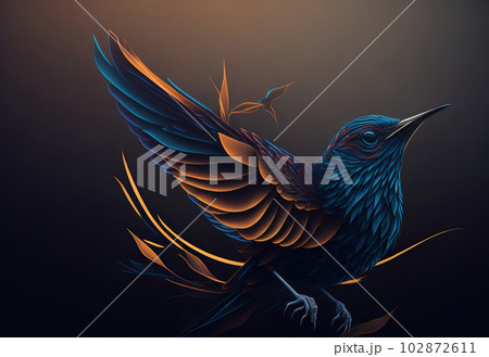 Unleash Your Imagination with Abstract Bird Wings on a Striking Black Background. Generative AI. Unleash Your Imagination with Abstract Bird Wings on a Striking Black Background. Generative AI. 102872611