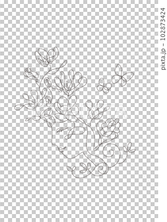 Vector material: female face, flower head_line art Vector material: female face, flower head_line art 102873424