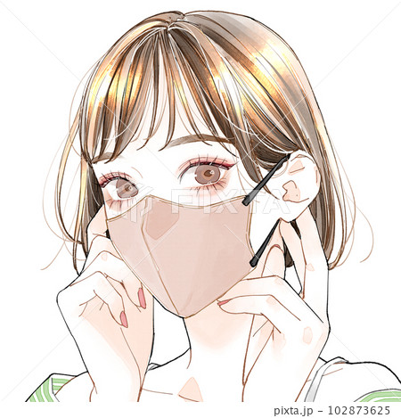 マスクを着けている女性 102873625
