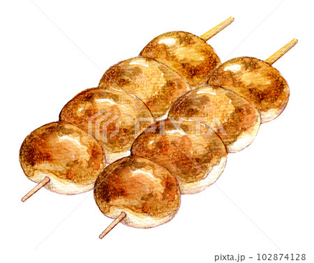 水彩画 手描きイラスト 水彩イラスト 焼きまんじゅう 水彩画 手描きイラスト 水彩イラスト 焼きまんじゅう 102874128