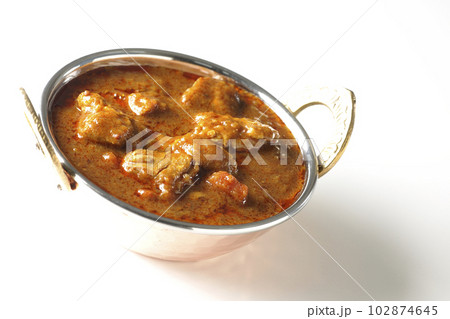 鶏肉入りスパイシーインドカレーを白背景で撮影 鶏肉入りスパイシーインドカレーを白背景で撮影 102874645