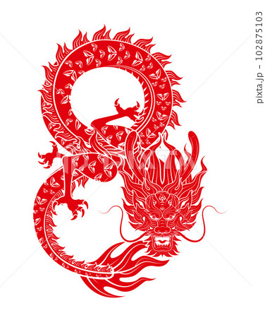 Traditional Chinese Dragon red zodiac sign...-插圖素材[102875103