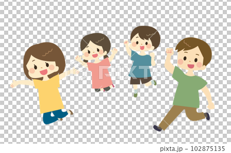飛び跳ねる家族のイラスト 102875135