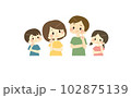 頬に指をあてている家族のイラスト 102875139