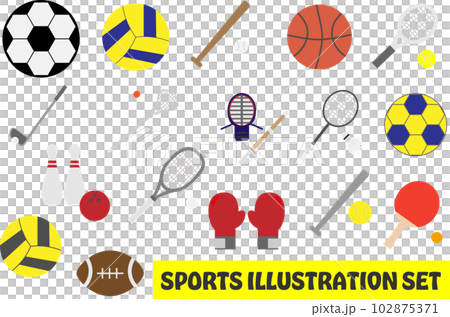 色々なスポーツの道具のイラストセット 色々なスポーツの道具のイラストセット 102875371