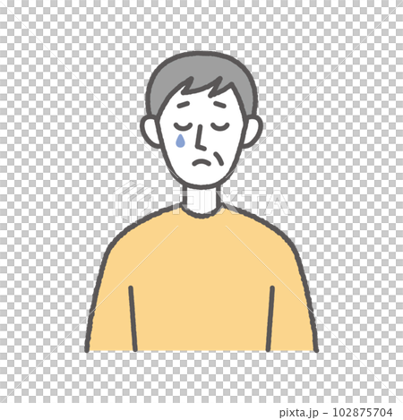 Illustration of an elderly man with a crying face Illustration of an elderly man with a crying face 102875704