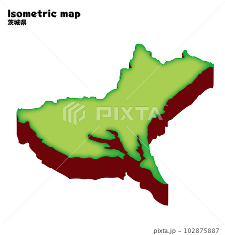 アイソメトリック、立体的な茨城県の地図 都道府県単位の地図のイラスト 日本地図 アイソメトリック、立体的な茨城県の地図 都道府県単位の地図のイラスト 日本地図 102875887