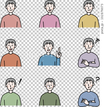 一組表情各異的老人插畫 一組表情各異的老人插畫 102876073