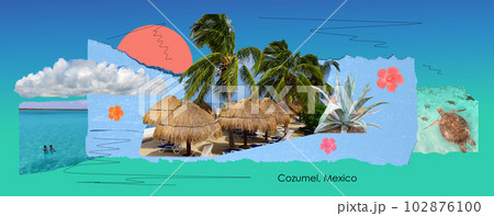 The collage about cruise activity at port Cozumel at Mexico The collage about cruise activity at port Cozumel at Mexico 102876100