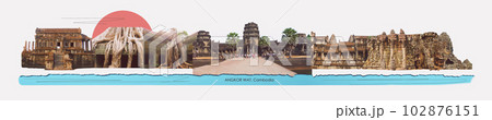 The collage from images of Angkor Wat in Cambodia 102876151