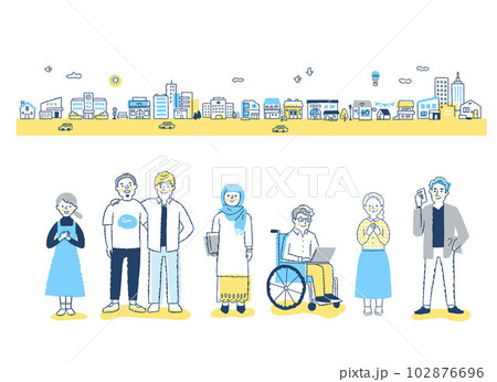 ダイバーシティ・多様性のイメージ 街と人々 ダイバーシティ・多様性のイメージ 街と人々 102876696