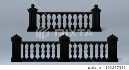 3d black balcony balustrade with roman pillar 102877331