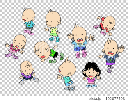 可愛的孩子（男孩，女孩）姿勢（8） 102877508