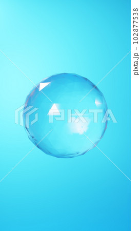 水色背景に球体の透明ガラス。1つ。（縦長） 102877538