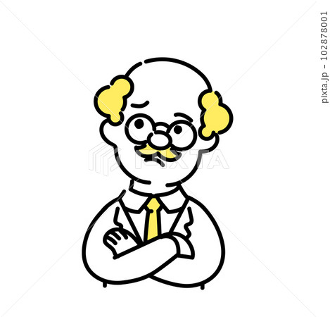 かわいい人物のイラストシリーズ _ 博士_シニア _ 考える 102878001