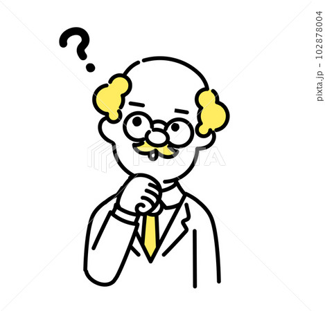 かわいい人物のイラストシリーズ _ 博士_シニア _ 疑問 102878004